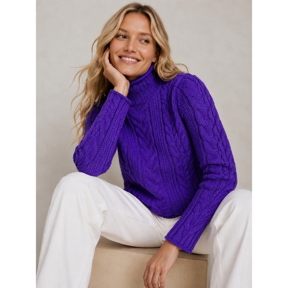Lauren Jeans Co. Ralph Lauren Sweaters - Lauren Ralph Lauren Cable Knit Mock Neck Turtleneck Knit Sweater Size L